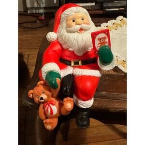 Vnt Shopko Santa Claus Christmas Wreath Teddy Bear Book Stocking Hanger Holder